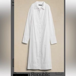 Used once Dresses Banana Republic White Pintuck Bib Cotton Midi Shirt Dress